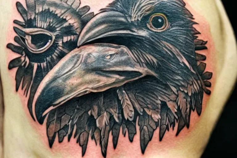 Crow tattoo. Just the darker gold was fresh in this.