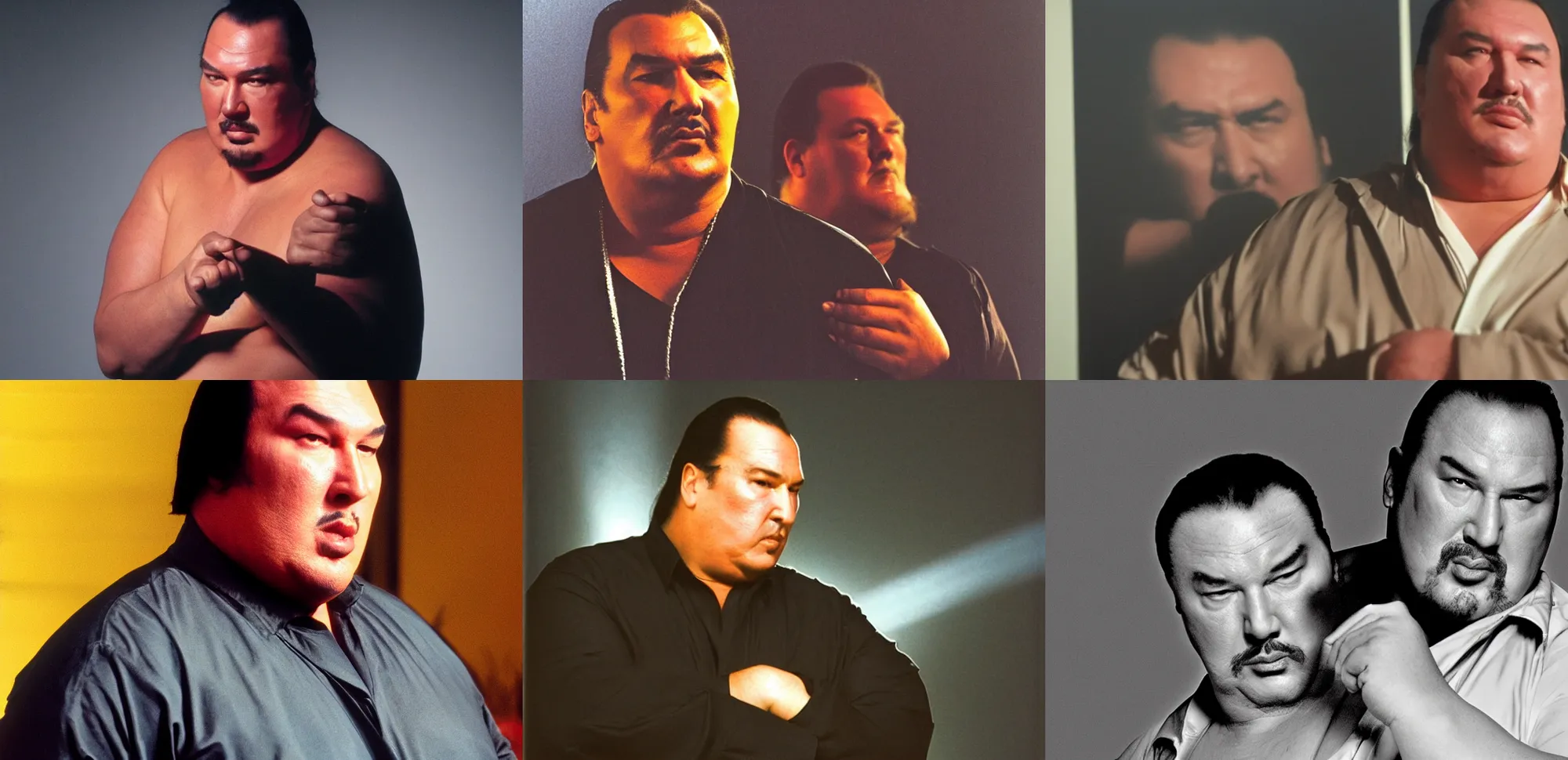 Prompt: steven seagal chubby striking a dramatic pose dramatic light