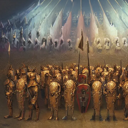 Prompt: anthropomorphic shiba inu is, army of knights wearing armor, anthropomorphic shiba inu medieval banquet, stuning fantasy 3 d render, masterpiece, glowing aura, by donato giancola and greg rutkowski and wayne barlow and zdzisław beksinski, realistic face