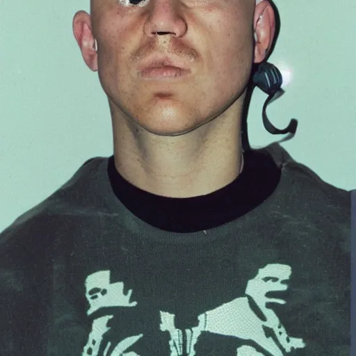 Image similar to bald rotterdam gabber from 9 0's. full body portrait