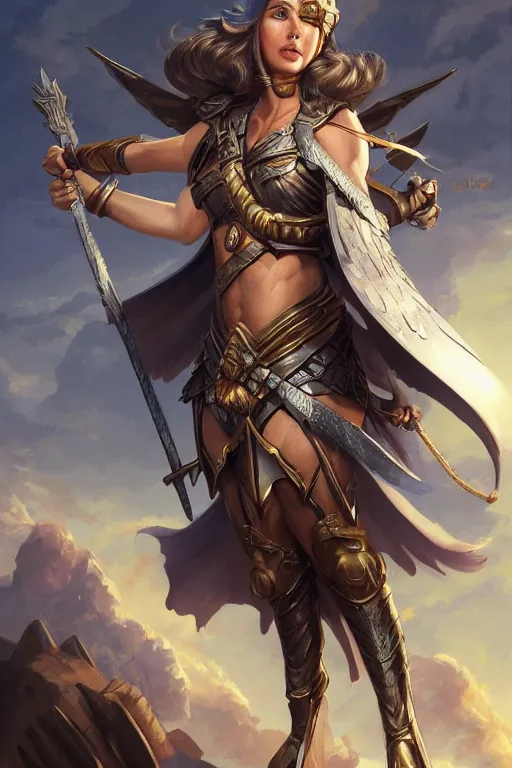 Image similar to amazon valkyrie athena, d & d, fantasy, portrait, highly detailed, headshot, digital painting, trending on artstation, concept art, sharp focus, illustration, art by artgerm and greg rutkowski and magali villeneuve