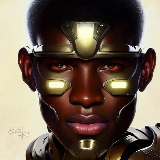 Image similar to ultra realistic illustration, a african american male cyborg soldier, intricate, elegant, highly detailed, digital painting, artstation, concept art, smooth, sharp focus, illustration, art by artgerm and greg rutkowski and alphonse mucha