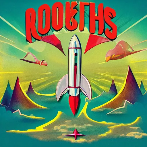 Image similar to rocket ship album art, cover art, poster