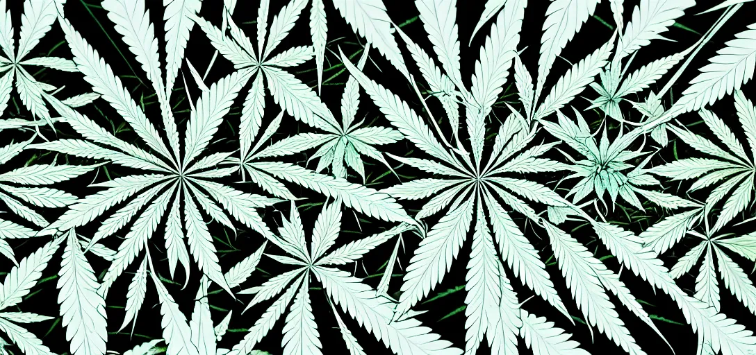 Prompt: symmetry, multiple cannabis leaves in solid silhouettes, dancing, interacting, mooc, organic and intricate, elegant, highly detailed, concept art, sharp focus, illustration, high contrast, long shadows, painted with colour on white, 8 k