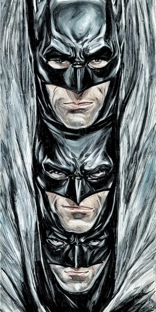 Image similar to portrait of batman, by neil gaiman