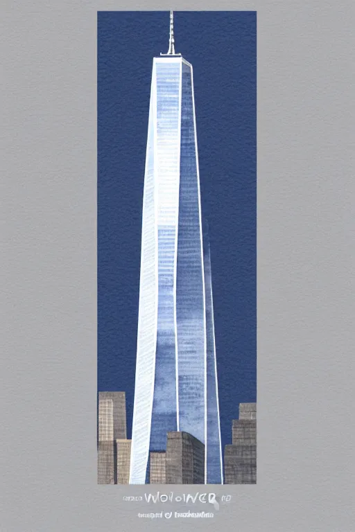 Image similar to minimalist watercolor art of one world trade center, illustration, vector art