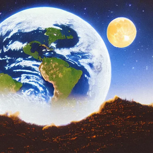 Prompt: The earth eating the moon