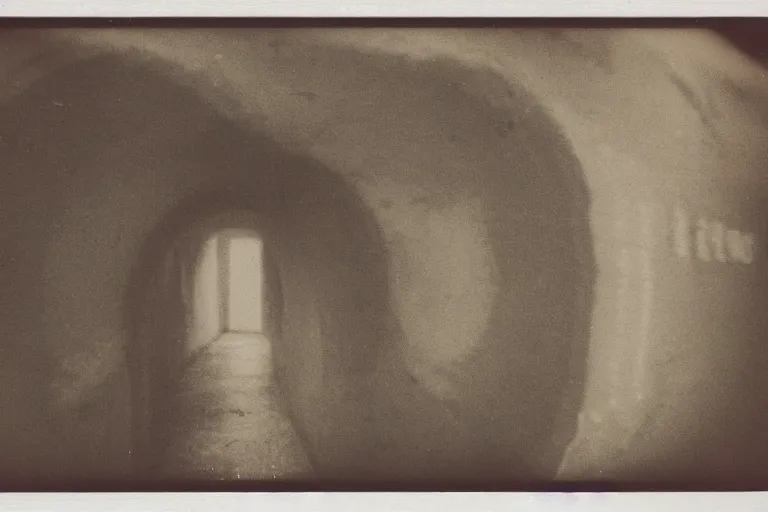 Image similar to old polaroid of an weird portal to another dimension