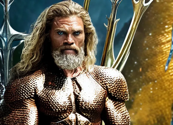 Prompt: williem dafoe as aquaman in the new aquaman movie, 4 k