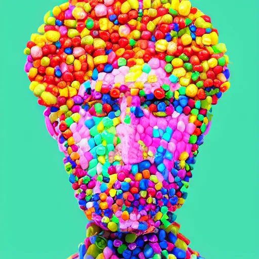 Image similar to a human made out of candy, digital art