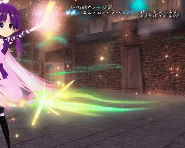 Prompt: a sparkling image of a ps2 magical anime witch from madoka magicka