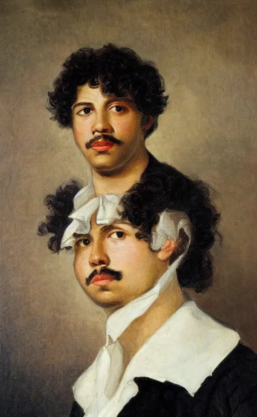 Image similar to Portrait of young Alexandre Dumas, oil on canvas, highly detailed, by Delacroix, 8k