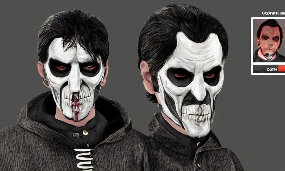 Image similar to cardinal copia from the band ghost as character in GTA V, loading screen