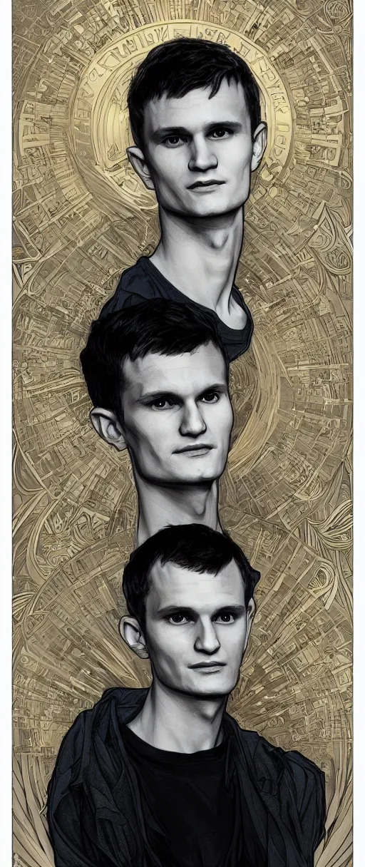 Prompt: vitalik buterin portrait, art by artgerm and greg rutkowski and alphonse mucha