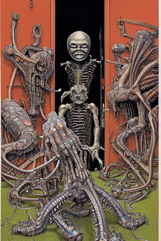 Image similar to a doorway to an impossible dream beyond comprehension, very very detailed painting by geof darrow and greg rutowski and hr giger