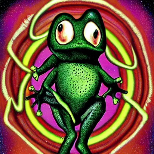 Prompt: warp magic hypno toad surrealism