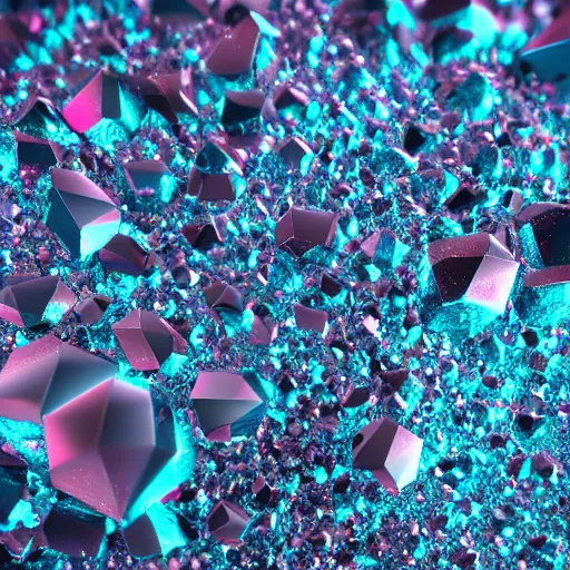 Image similar to macro photography of a cluster of crystals, highly detailed, blender render, geometry nodes, 4 k, 8 k