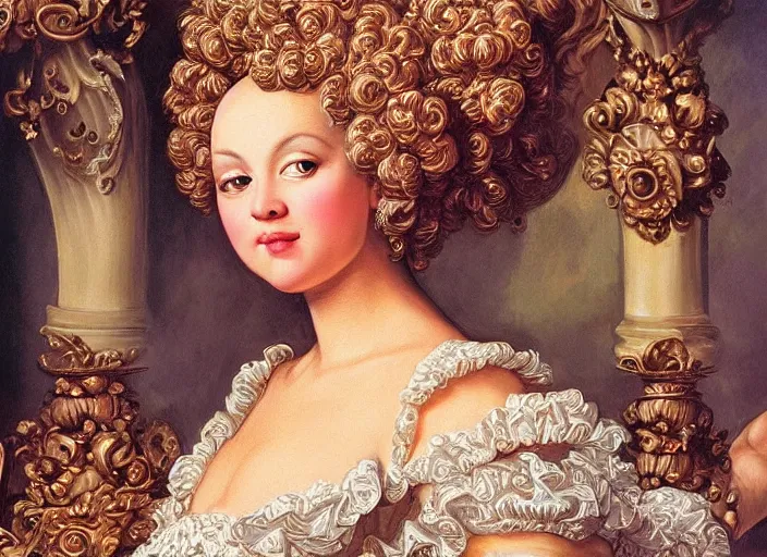 Prompt: baroque rococo portrait 🤣🥳 by Greg Hildebrandt high detail ornate opulent fancy