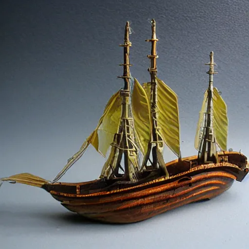 Prompt: model ship in a bottle