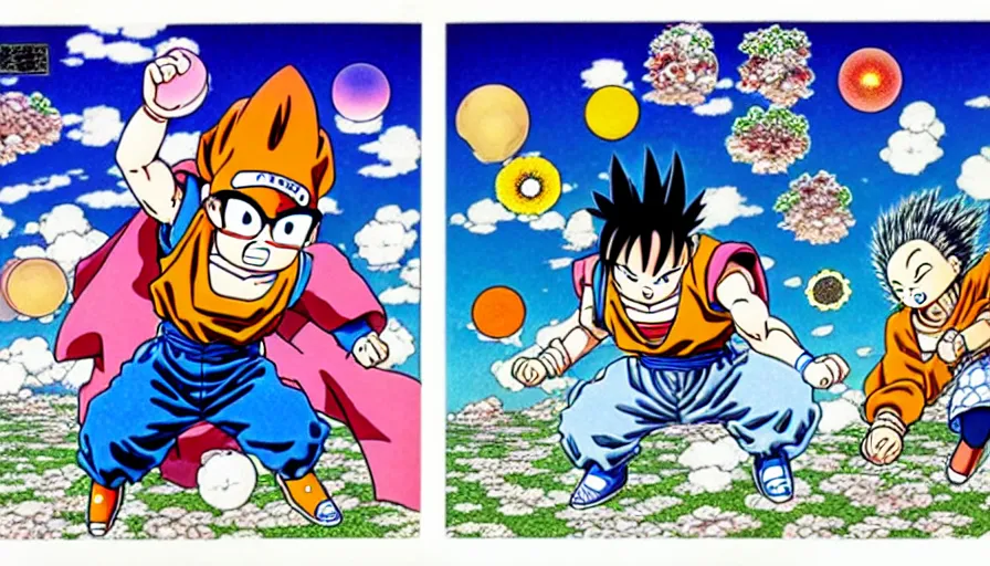 Image similar to the two complementary forces that make up all aspects and phenomena of life, by Akira Toriyama