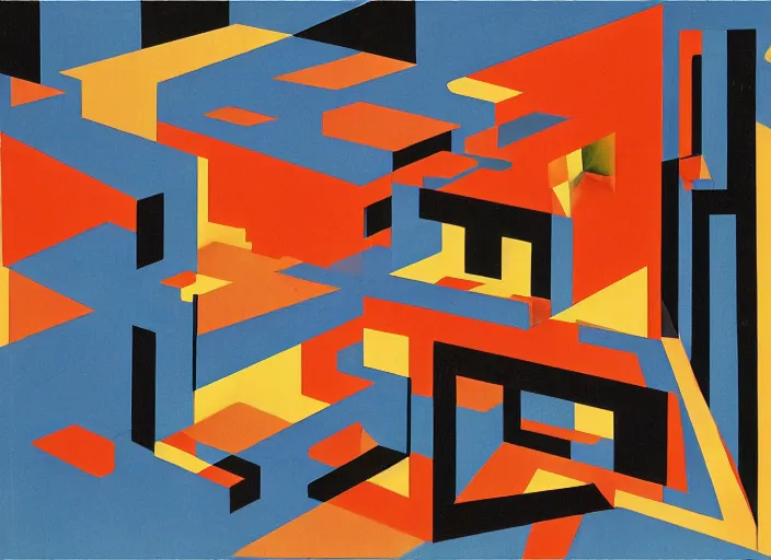 Image similar to a cubistic depiction of the hell in Bauhaus style, disturbing,