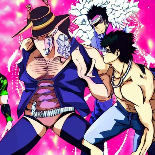 Image similar to gachimuchi in JoJo's bizarre adventure anime style