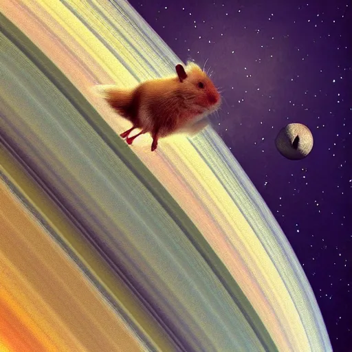 Prompt: “cgi flying hamster around Saturn”