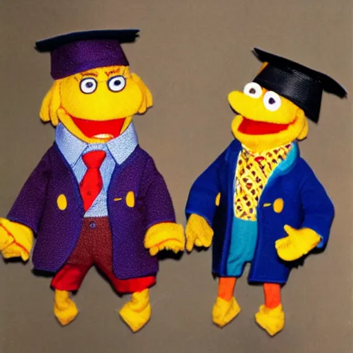 Image similar to bert & ernie as community college professors wearing leather elbow patch blazers