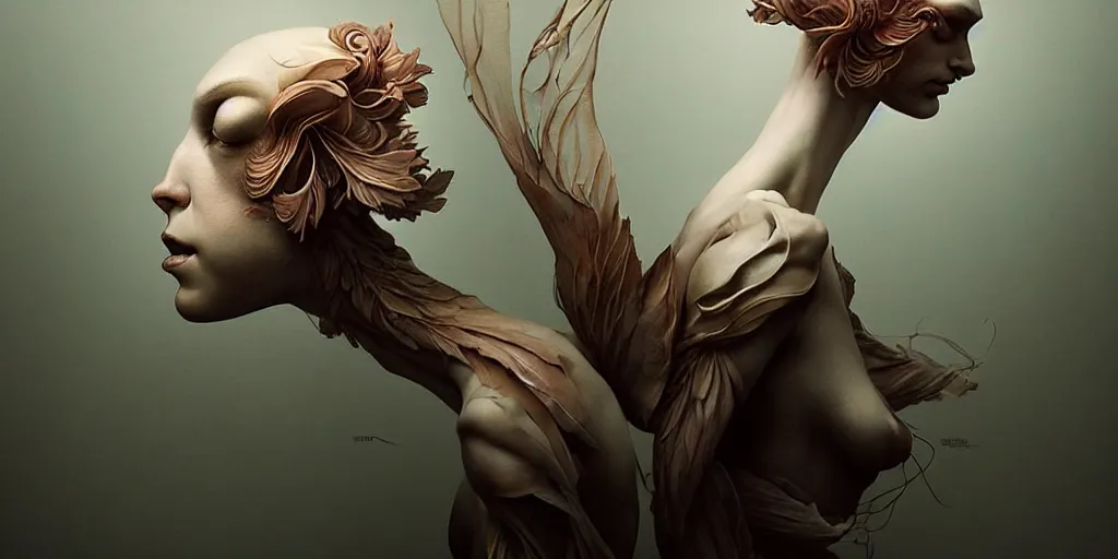 Image similar to ultra realistic, beautiful female puppet moving through latent spaces in her head, in the style of peter mohrbacher by weta digital and beth cavener, high symmetry, intricate, elegant, evocative, masterpiece, award winning, high face symmetry, high realism