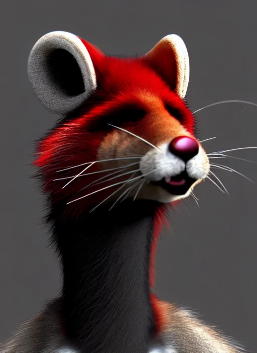 Image similar to furry - male - red - black - weasel - detective - fursona, ray tracing, photorealistic, trending on weasyl