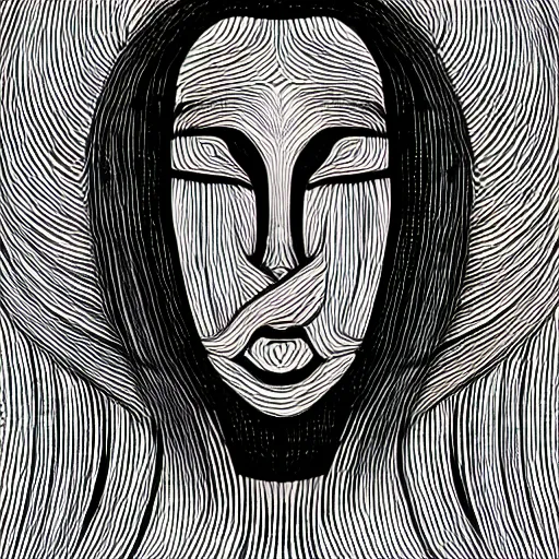 Image similar to scribble art portrait, lines, forms, shapes, abstract minimalism