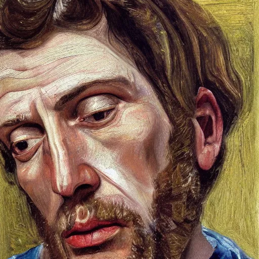 Image similar to high quality high detail painting by lucian freud, hd, portrait of jesus