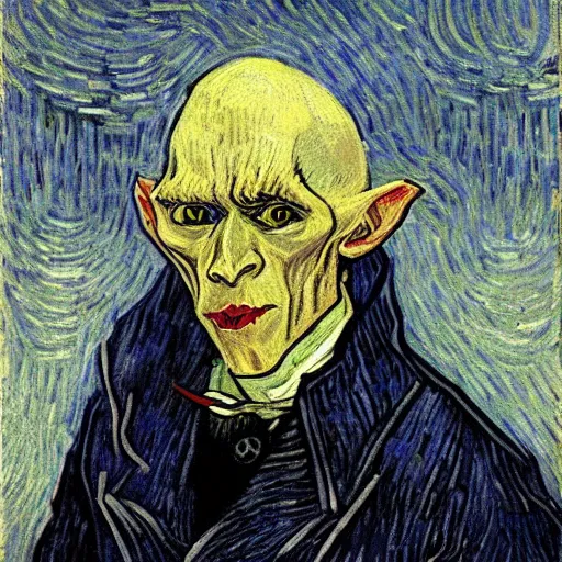 Image similar to nosferatu by van gogh