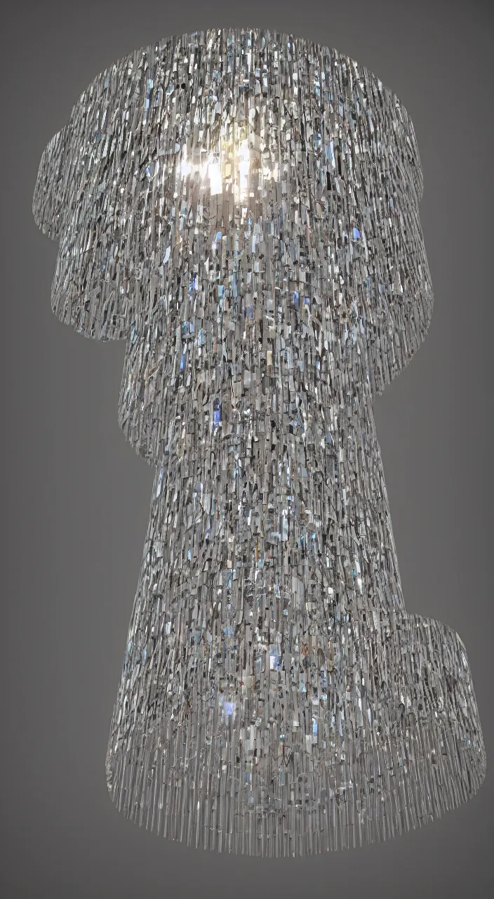 Prompt: a murano glass chandelier in the shape of a quantum computer, dynamic lighting, medieval style, unreal engine, 8k