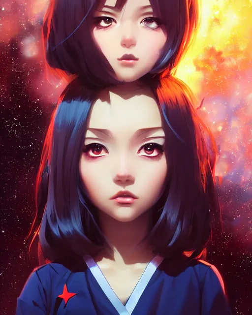 Prompt: portrait Anime space cadet girl cute-fine-face, pretty face, realistic shaded Perfect face, fine details. Anime. realistic shaded lighting by Ilya Kuvshinov Giuseppe Dangelico Pino and Michael Garmash and Rob Rey, IAMAG premiere