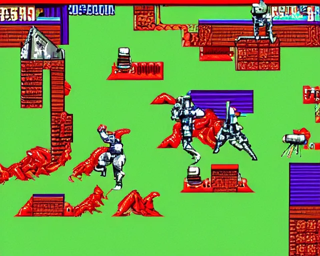 Prompt: a screenshot showing the game play from the defender iii prototype video game from 1 9 8 5