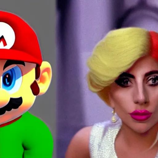 Prompt: lady gaga as super mario