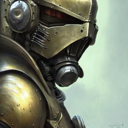 Image similar to fallout power armor as a realistic fantasy knight, closeup portrait art by donato giancola and greg rutkowski, realistic face, digital art, trending on artstation, symmetry!!