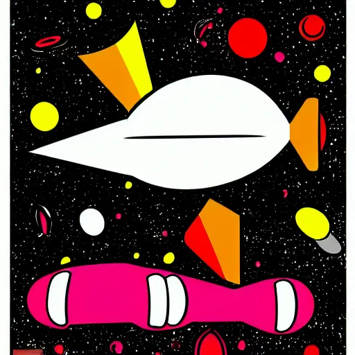 Image similar to space ship, pop art