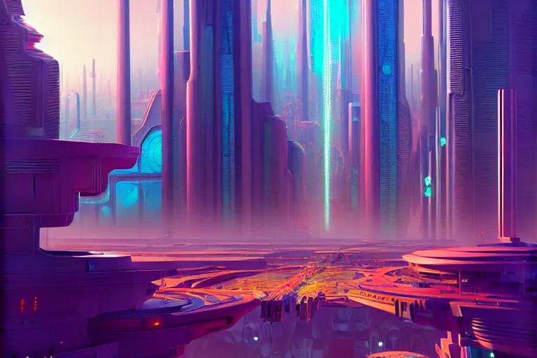 Image similar to futuristic city, illustration painting, intricate, detailed illustration, hd, digital art, overdetailed art, concept art, complementing colors, detailed, illustration painting by leonardo da vinci, digital art, overdetailed art, concept art, complementing colors rendered by beeple, syd meade,