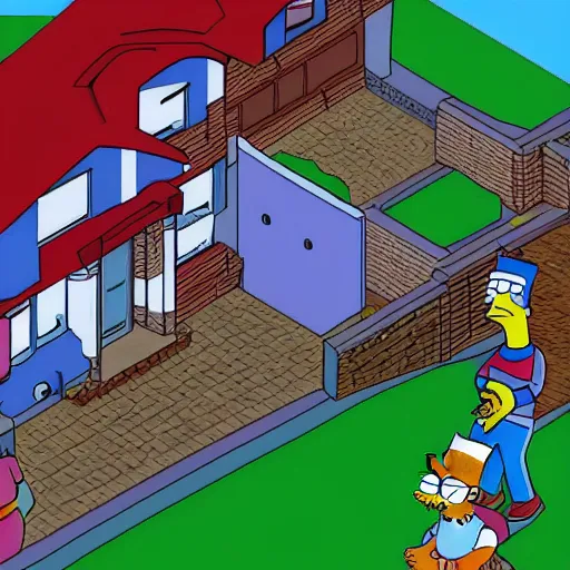 Prompt: simpsons, where's waldo, 3 d, n 6 4