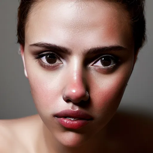 Image similar to Portrait photography of someone who have the nose of Penélope Cruz, the lips of Scarlett Johansson and the eyes of Jessica Alba, playful, award winning photography by Leonardo Espina