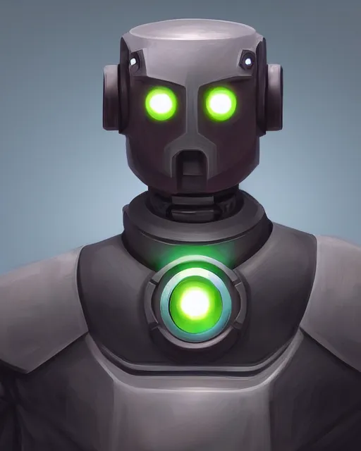 Image similar to digital portrait painting of an evil robot, valve concept art