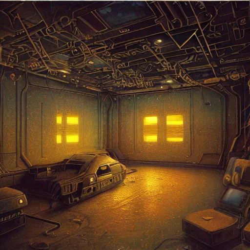 Image similar to detailed painting of bladerunner interior room with celestial ephemeral ornaments and african architecture, artstation, beksinski, cinematic