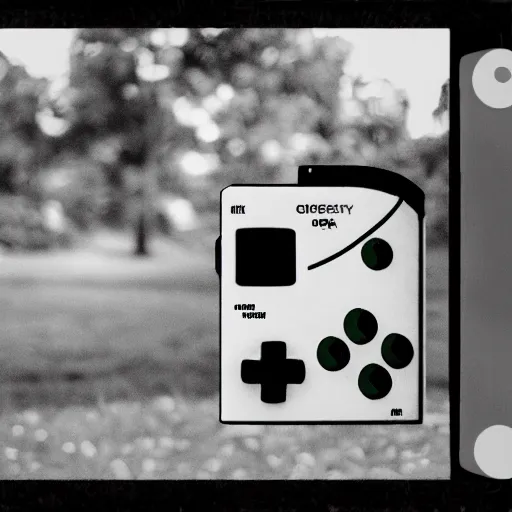 Image similar to gameboy camera dmg gbc photo of a peaceful day at the park. low res 8 - bit chunky monochrome black and green photography.