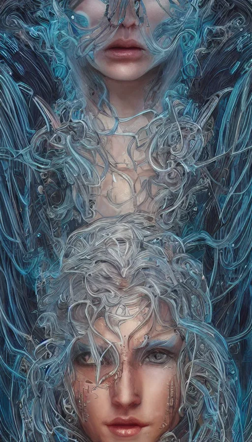 Prompt: string character, furious gorgeous woman, lord of the rings, cyberpunk, neon, fibonacci, sweat drops, insane, intricate, highly detailed, digital painting, artstation, concept art, smooth, sharp focus, illustration, Unreal Engine 5, 8K, art by artgerm and greg rutkowski and alphonse mucha