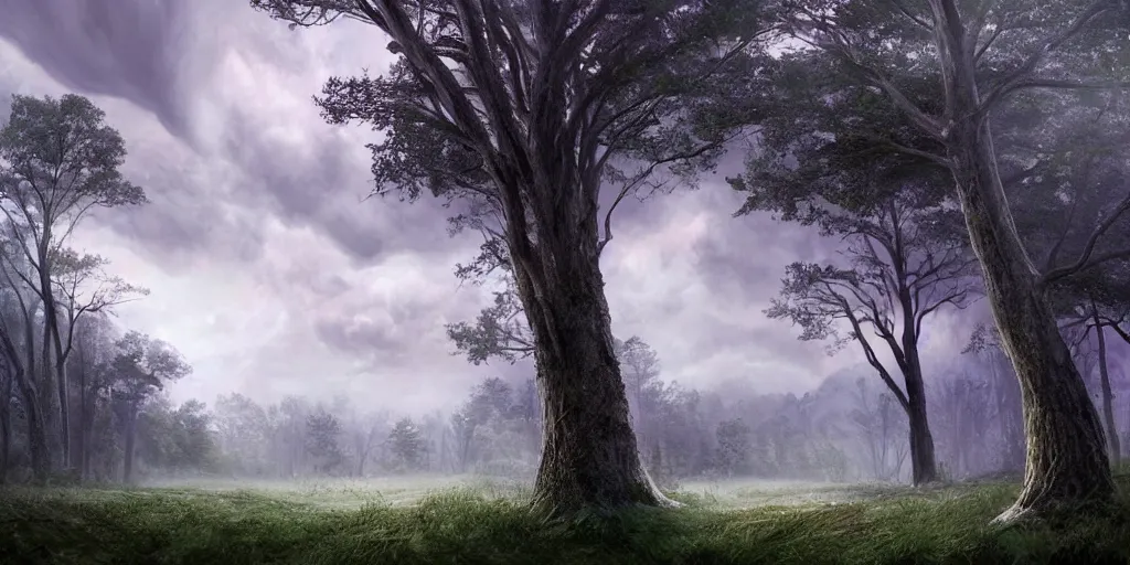 Image similar to A tornado in a beautiful scenic landscape, nature, trees, wide angle, super highly detailed, professional digital painting, artstation, concept art, smooth, sharp focus, no blur, no dof, extreme illustration, Unreal Engine 5, Photorealism, HD quality, 8k resolution, cinema 4d, 3D, beautiful, cinematic, art by artgerm and greg rutkowski and alphonse mucha and loish and WLOP