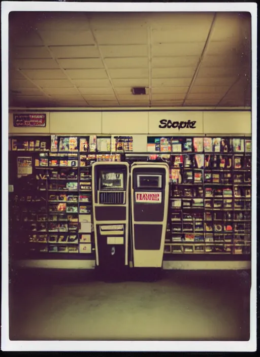 Prompt: polaroid photograph of the inside of an empty convenience store, liminal space, lonely, mannequins, black mold, cinematic, 3 5 mm, raw, unedited, 4 k, hd, the fifth element