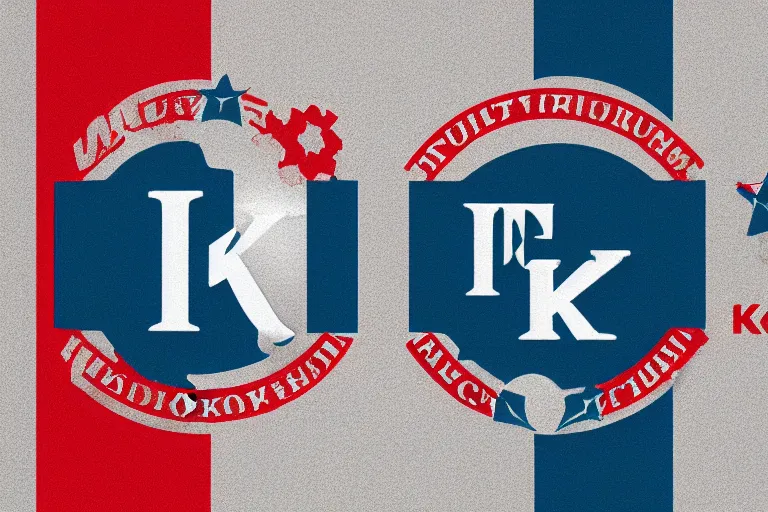 Image similar to logo designs for fhk studio, red white and blue colors, made in adobe illustrator