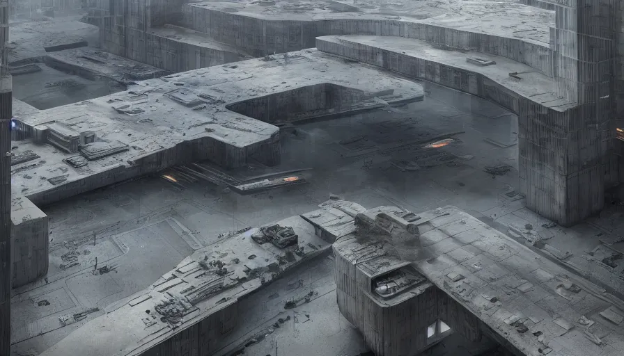 Image similar to big height brutalist imperial military base, drawing architecture, ultra very long shot, top angle, imperial architecture in rogue one, pritzker architecture prize, brutalism architecture, jan urschel, greig fraser